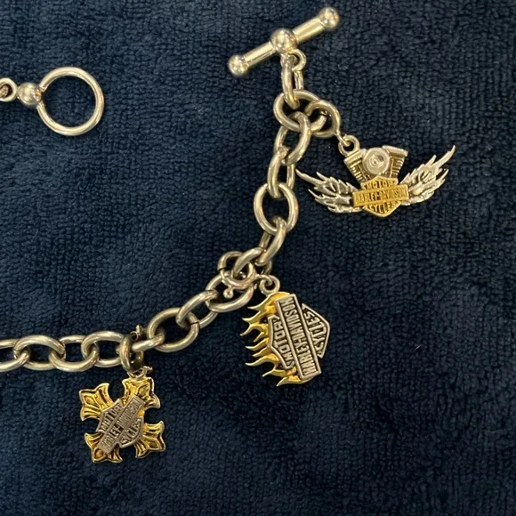 Harley-Davidson Silver and Gold Charm Bracelet - Picture 2 of 4
